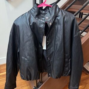 NWT Zara high neck leather jacket